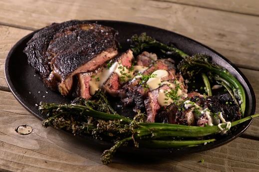 Dry-Brined Ribeye With Green Peppercorn Crema