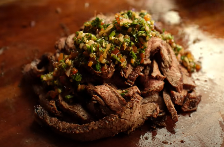 Grilled Flank Steak & Red Chimichurri